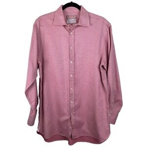 Pink Thomas Pink Shirt Mens 16 /36.5 Pink Check Superfine Two Fold Made Ireland